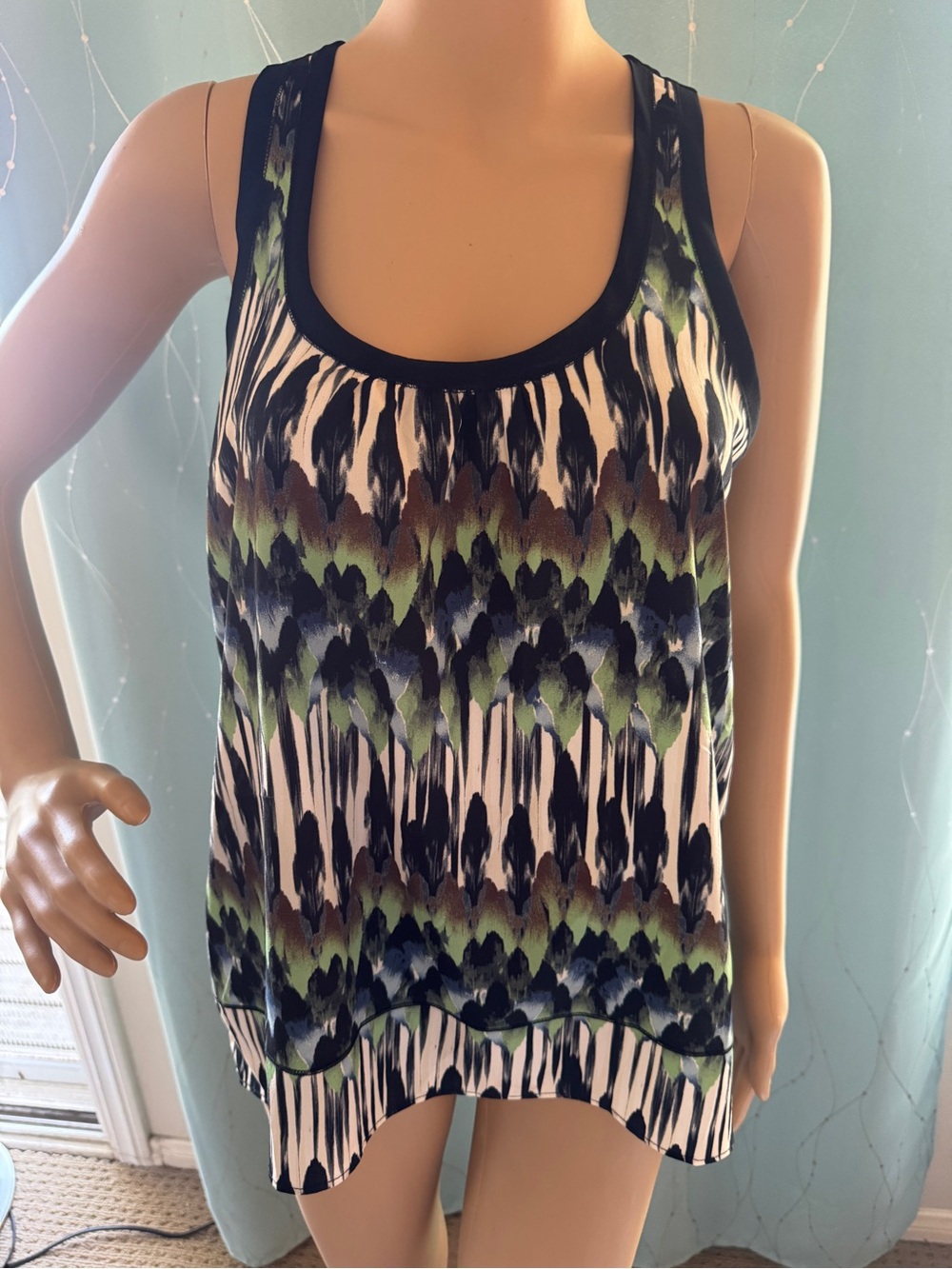 Express Abstract Print Racerback Tank Work Shirt Top  | Size Small